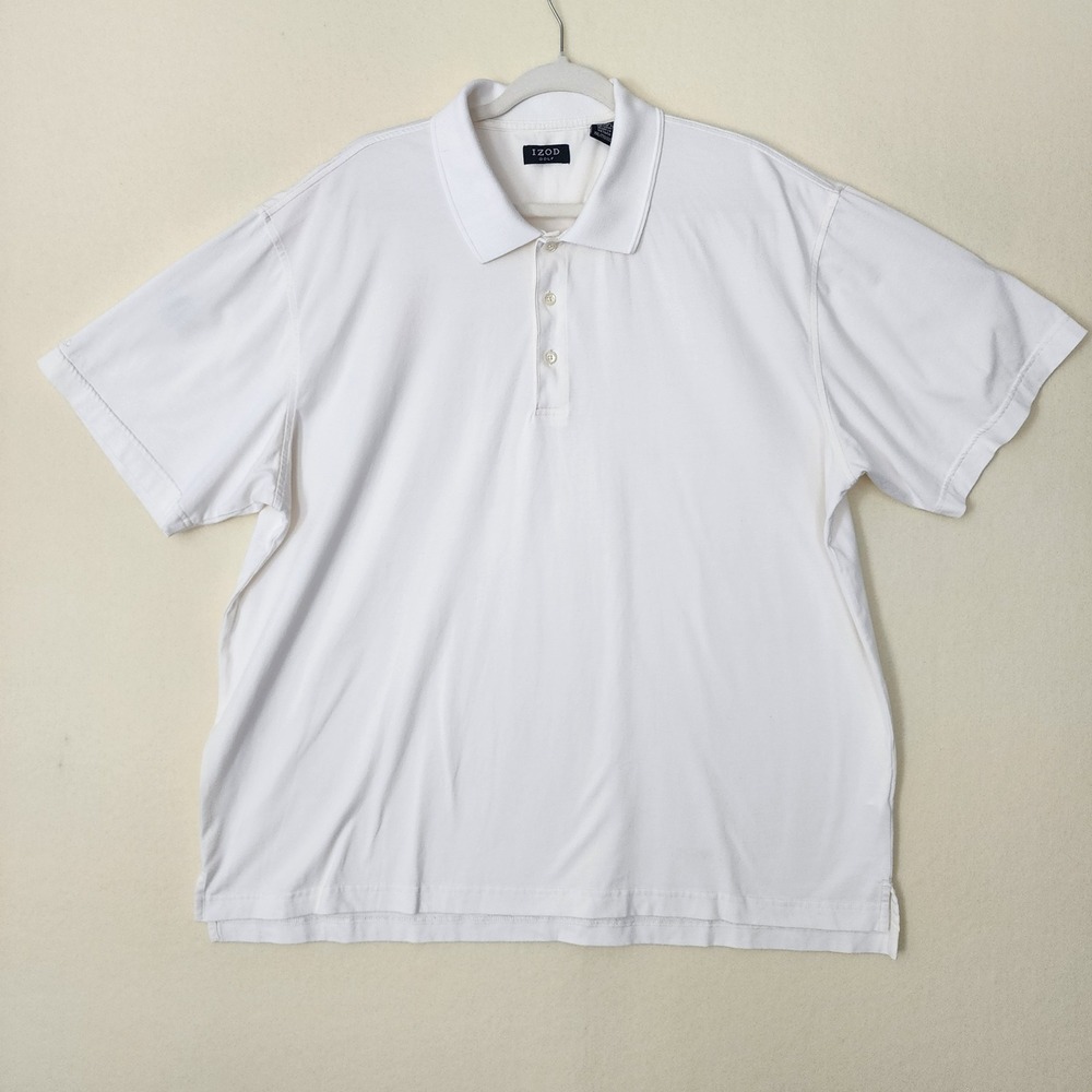 IZOD Golf Mens XXL White Pima Cotton Blend Short Sleeve Polo Shirt